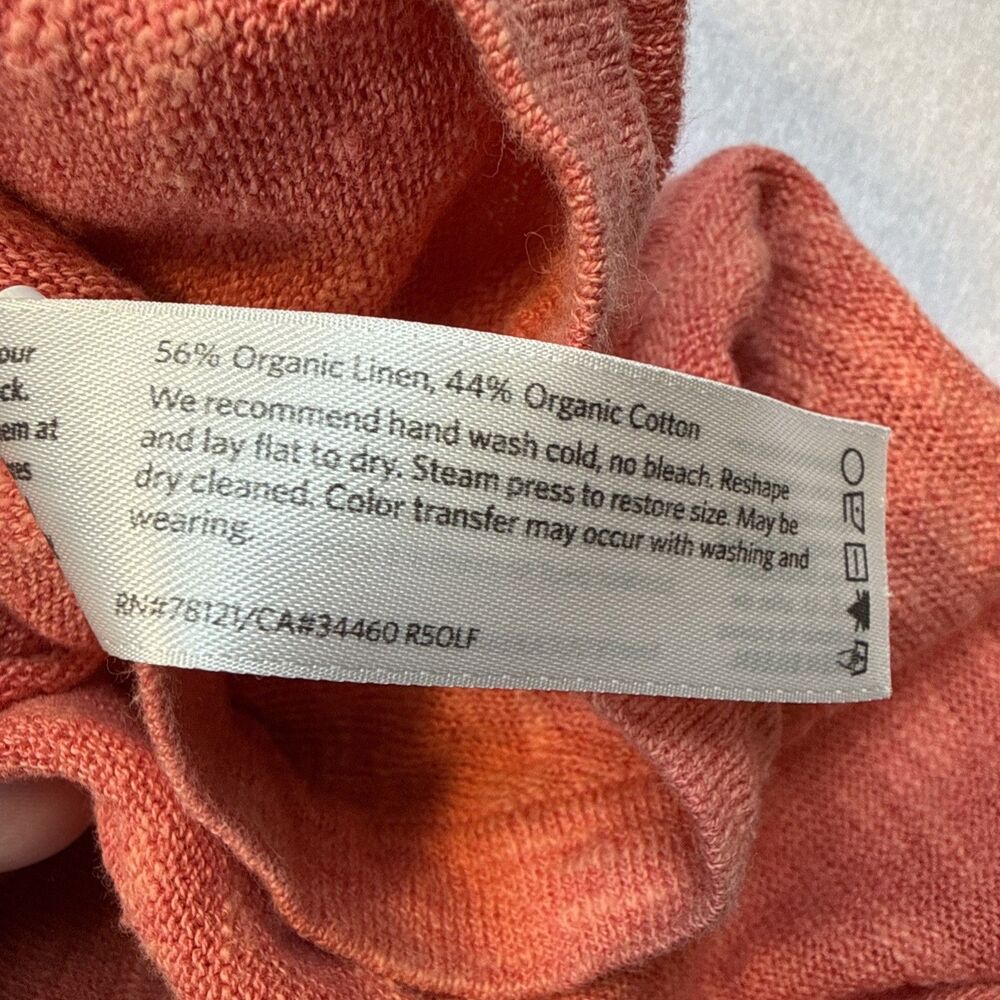 Eileen Fisher Organic Linen Cotton Pink Orange Lightweight Sweater S Guava - Picture 11 of 11